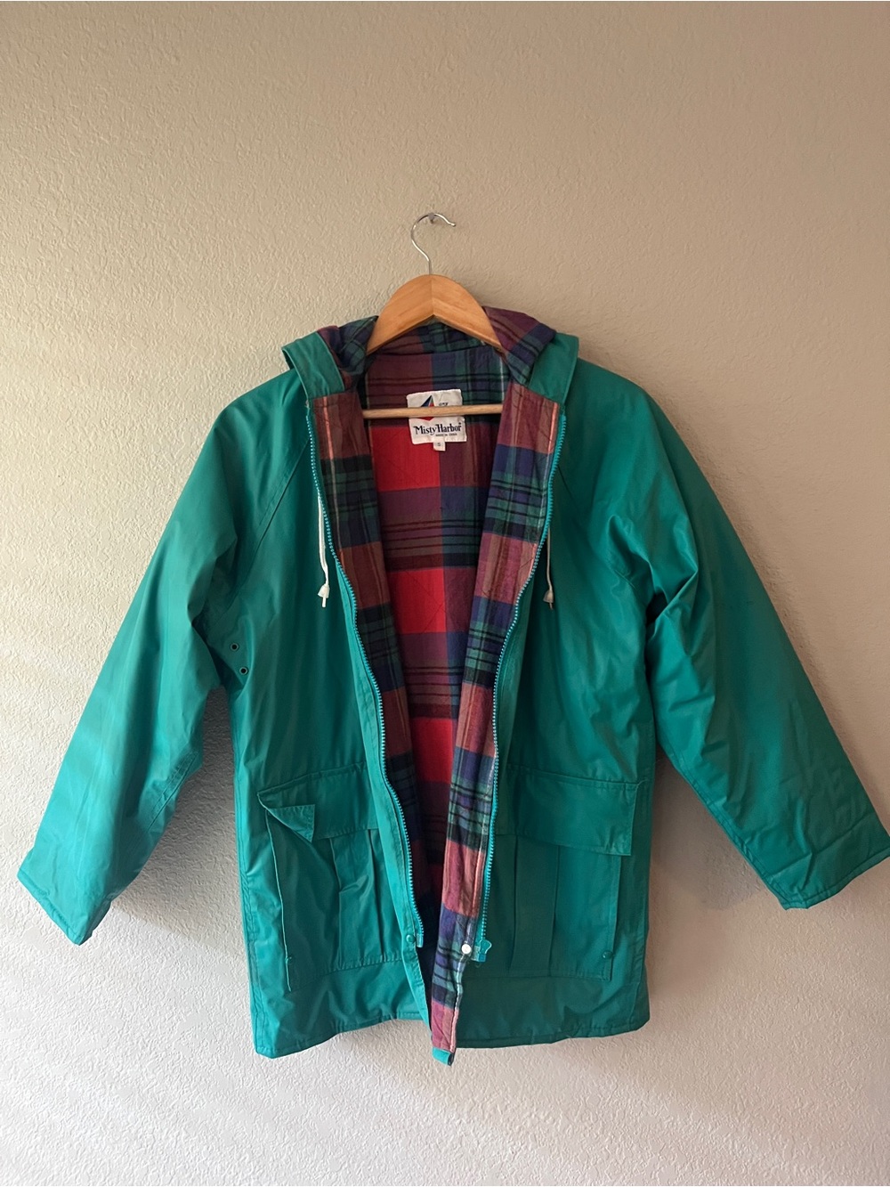 Misty Harbor Any Weather Slicker Flannel Lined Jacket with Hood Small